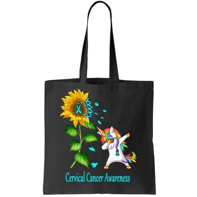 Unicorn SunFlower Cervical Cancer Awareness Tote Bag