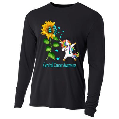 Unicorn SunFlower Cervical Cancer Awareness Cooling Performance Long Sleeve Crew