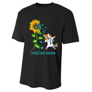 Unicorn SunFlower Cervical Cancer Awareness Performance Sprint T-Shirt