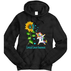 Unicorn SunFlower Cervical Cancer Awareness Tie Dye Hoodie