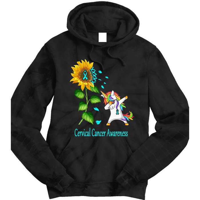 Unicorn SunFlower Cervical Cancer Awareness Tie Dye Hoodie