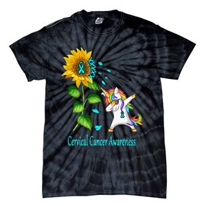 Unicorn SunFlower Cervical Cancer Awareness Tie-Dye T-Shirt