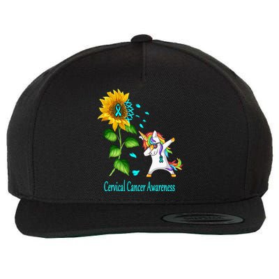 Unicorn SunFlower Cervical Cancer Awareness Wool Snapback Cap