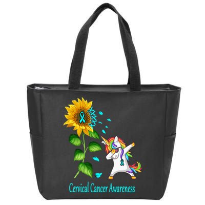 Unicorn SunFlower Cervical Cancer Awareness Zip Tote Bag