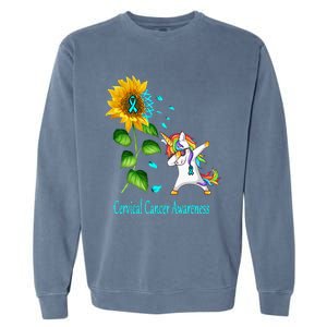 Unicorn SunFlower Cervical Cancer Awareness Garment-Dyed Sweatshirt