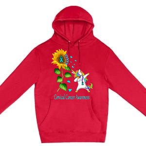 Unicorn SunFlower Cervical Cancer Awareness Premium Pullover Hoodie