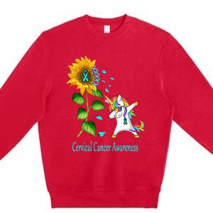 Unicorn SunFlower Cervical Cancer Awareness Premium Crewneck Sweatshirt