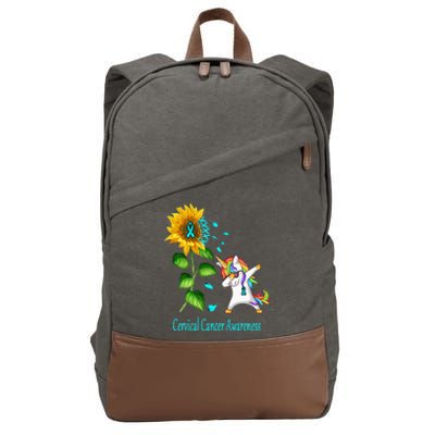 Unicorn SunFlower Cervical Cancer Awareness Cotton Canvas Backpack