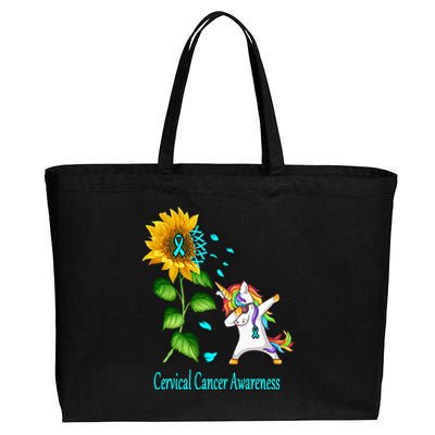 Unicorn SunFlower Cervical Cancer Awareness Cotton Canvas Jumbo Tote