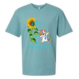 Unicorn SunFlower Cervical Cancer Awareness Sueded Cloud Jersey T-Shirt