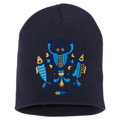 Ukrainian Sea Creatures Short Acrylic Beanie