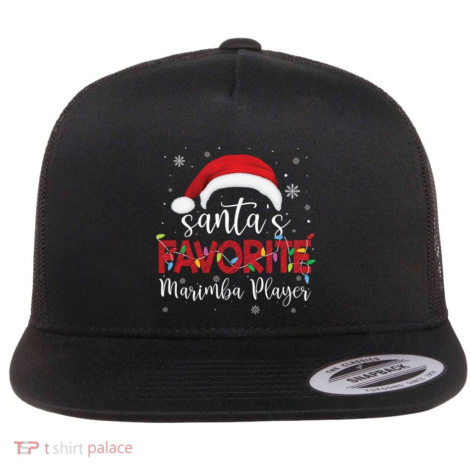 Ugly Sweater Christmas SantaS Favorite Marimba Player Xmas Long Sleeve Flat Bill Trucker Hat