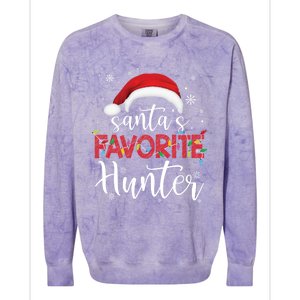 Ugly Sweater Christmas SantaS Favorite Hunter Xmas Colorblast Crewneck Sweatshirt