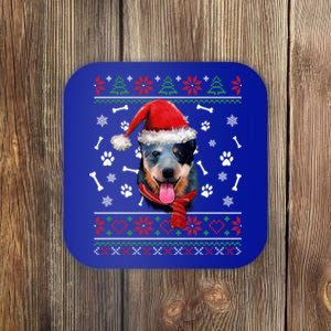 Ugly Sweater Christmas Blue Heeler Santa Hat Pajama Xmas Cool Gift Coaster