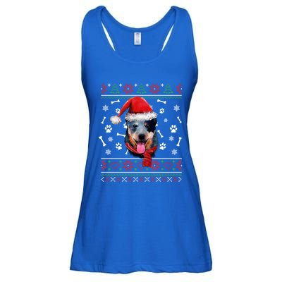 Ugly Sweater Christmas Blue Heeler Santa Hat Pajama Xmas Cool Gift Ladies Essential Flowy Tank