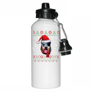 Ugly Sweater Christmas Blue Heeler Santa Hat Pajama Xmas Cool Gift Aluminum Water Bottle