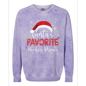 Ugly Sweater Christmas SantaS Favorite Hockey Player Xmas Gift Colorblast Crewneck Sweatshirt