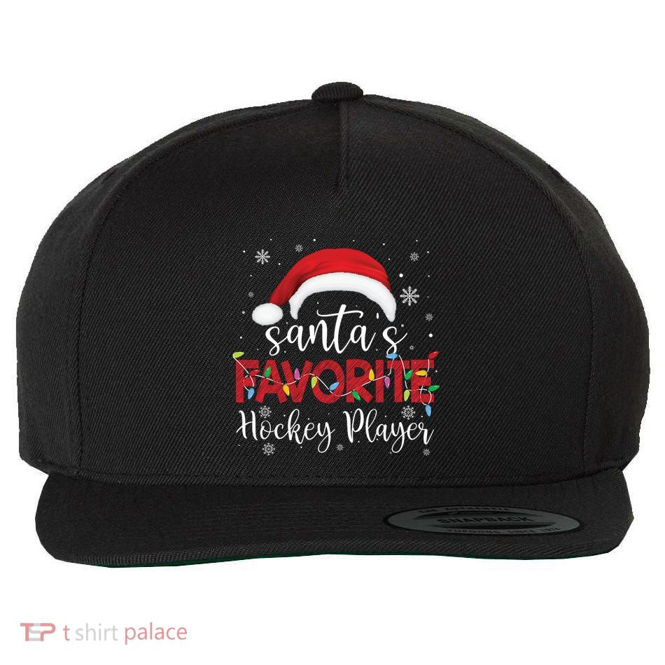 Ugly Sweater Christmas SantaS Favorite Hockey Player Xmas Gift Wool Snapback Cap