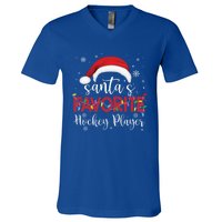 Ugly Sweater Christmas SantaS Favorite Hockey Player Xmas Gift V-Neck T-Shirt