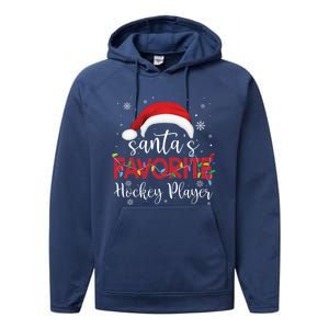 Ugly Sweater Christmas SantaS Favorite Hockey Player Xmas Gift Performance Fleece Hoodie