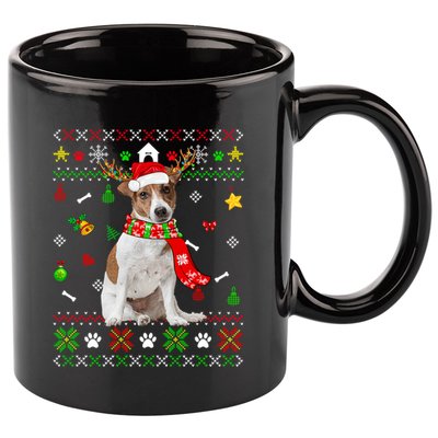 Ugly Sweater Christmas Jack Russell Terrier Dog Xmas Pajama Meaningful Gift 11oz C Handle Ceramic Mug