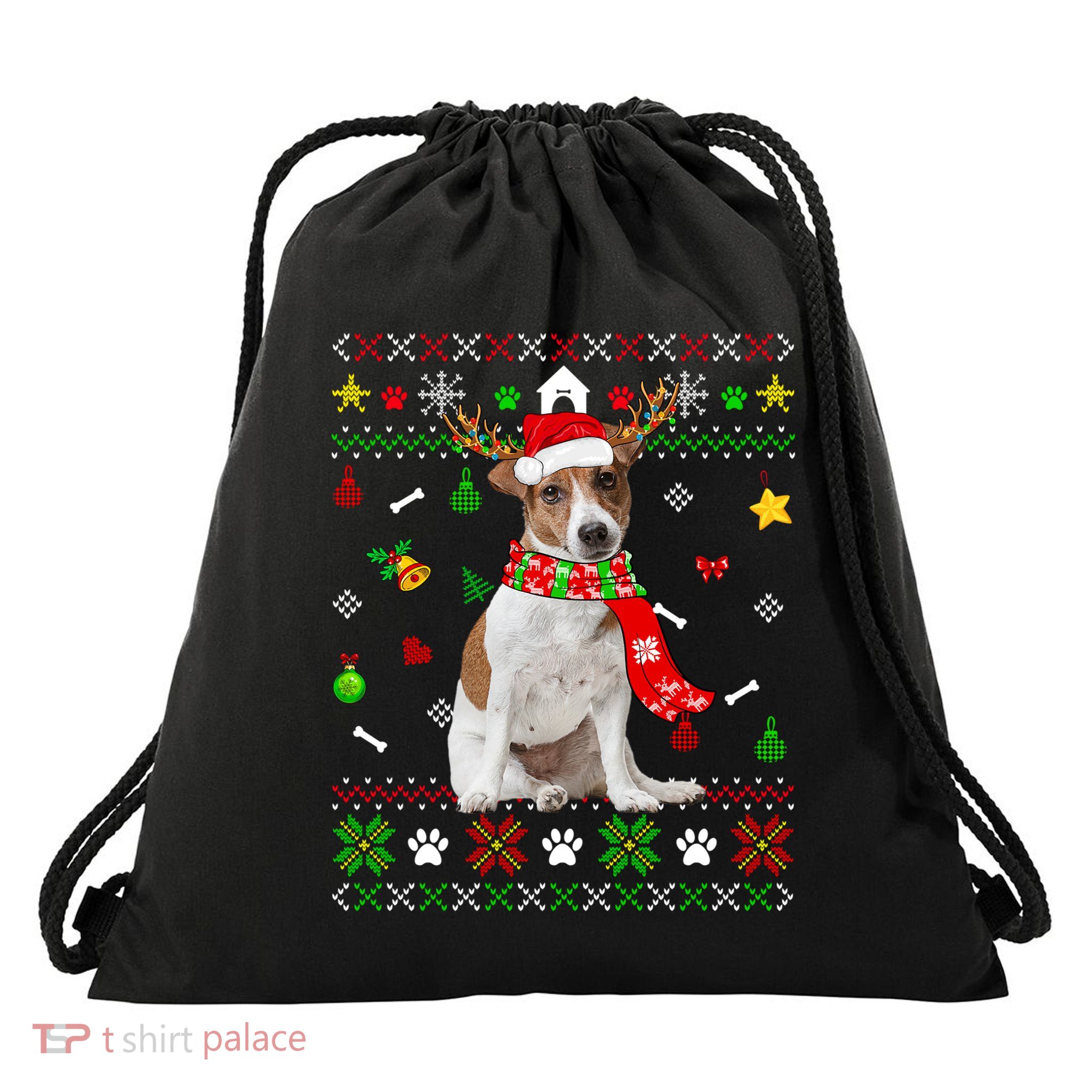 Ugly Sweater Christmas Jack Russell Terrier Dog Xmas Pajama Meaningful Gift Drawstring Bag