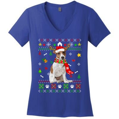 Ugly Sweater Christmas Jack Russell Terrier Dog Xmas Pajama Meaningful Gift Women's V-Neck T-Shirt