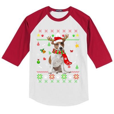 Ugly Sweater Christmas Jack Russell Terrier Dog Xmas Pajama Meaningful Gift Kids Colorblock Raglan Jersey