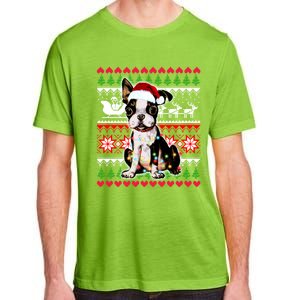 Ugly Sweater Christmas Lights Boston Terrier Dog Lover Gift Adult ChromaSoft Performance T-Shirt