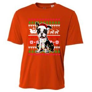 Ugly Sweater Christmas Lights Boston Terrier Dog Lover Gift Cooling Performance Crew T-Shirt