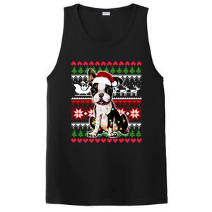 Ugly Sweater Christmas Lights Boston Terrier Dog Lover Gift PosiCharge Competitor Tank