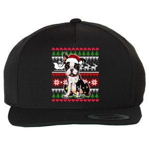 Ugly Sweater Christmas Lights Boston Terrier Dog Lover Gift Wool Snapback Cap