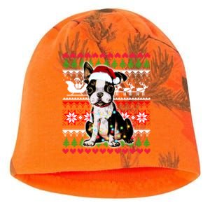 Ugly Sweater Christmas Lights Boston Terrier Dog Lover Gift Kati - Camo Knit Beanie