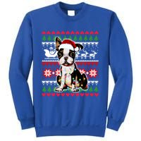 Ugly Sweater Christmas Lights Boston Terrier Dog Lover Gift Sweatshirt