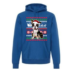 Ugly Sweater Christmas Lights Boston Terrier Dog Lover Gift Premium Hoodie