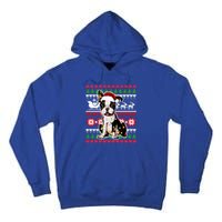 Ugly Sweater Christmas Lights Boston Terrier Dog Lover Gift Tall Hoodie