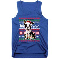 Ugly Sweater Christmas Lights Boston Terrier Dog Lover Gift Tank Top