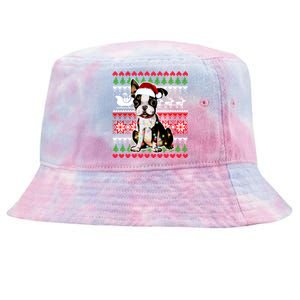 Ugly Sweater Christmas Lights Boston Terrier Dog Lover Gift Tie-Dyed Bucket Hat