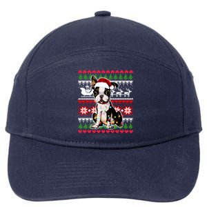 Ugly Sweater Christmas Lights Boston Terrier Dog Lover Gift 7-Panel Snapback Hat