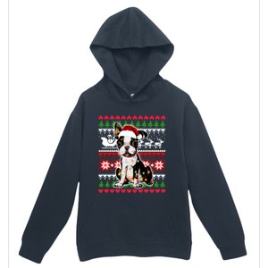 Ugly Sweater Christmas Lights Boston Terrier Dog Lover Gift Urban Pullover Hoodie