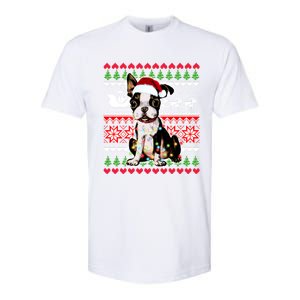 Ugly Sweater Christmas Lights Boston Terrier Dog Lover Gift Softstyle CVC T-Shirt