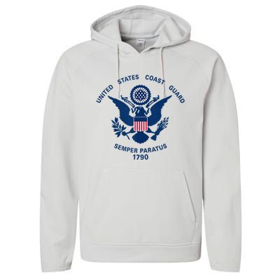 United States Coast Guard USCG Logo Police Veteran Patriotic Performance Fleece Hoodie