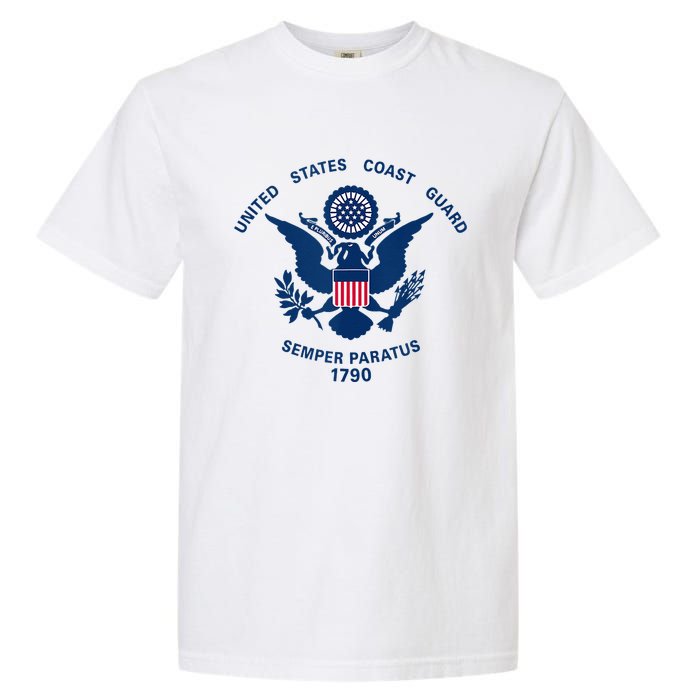 United States Coast Guard USCG Logo Police Veteran Patriotic Garment-Dyed Heavyweight T-Shirt