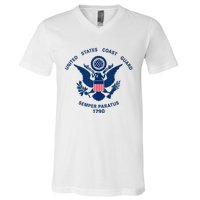 United States Coast Guard USCG Logo Police Veteran Patriotic V-Neck T-Shirt