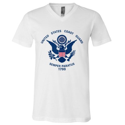 United States Coast Guard USCG Logo Police Veteran Patriotic V-Neck T-Shirt