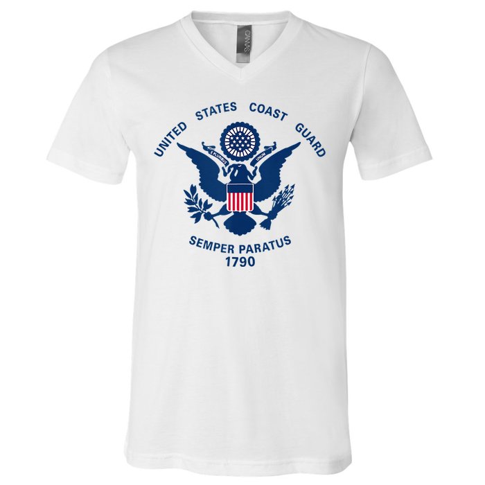 United States Coast Guard USCG Logo Police Veteran Patriotic V-Neck T-Shirt