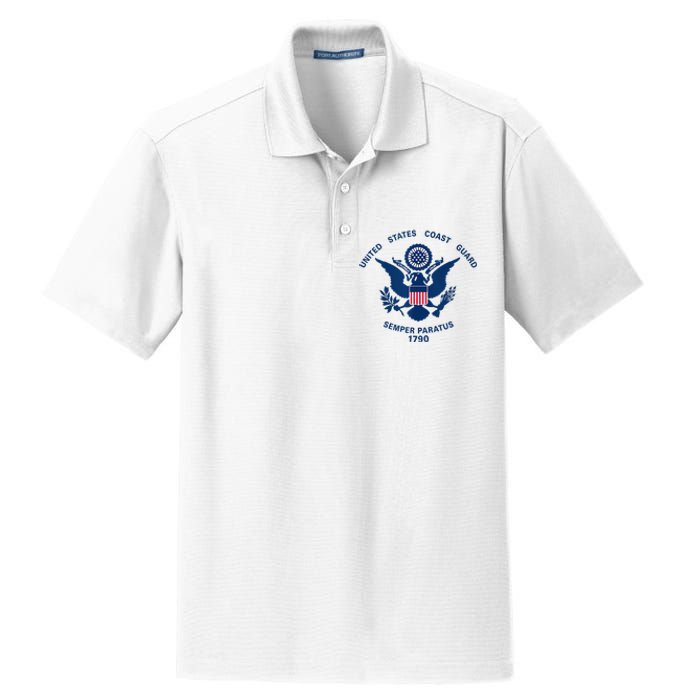 United States Coast Guard USCG Logo Police Veteran Patriotic Dry Zone Grid Polo