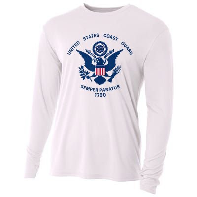 United States Coast Guard USCG Logo Police Veteran Patriotic Cooling Performance Long Sleeve Crew