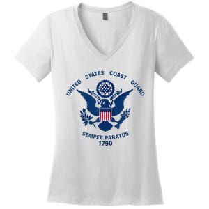 United States Coast Guard USCG Logo Police Veteran Patriotic Women's V-Neck T-Shirt