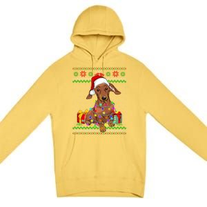 Ugly Sweater Christmas Lights Dachshund Dog Lover Gift Premium Pullover Hoodie